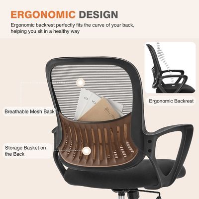 Mesa e cadeiras de escritório ergonómicas ajustáveis Cadeiras de malha com apoios de braço confortáveis