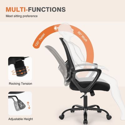 Mesa e cadeiras de escritório ergonómicas ajustáveis Cadeiras de malha com apoios de braço confortáveis