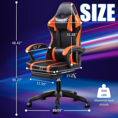 Cadeira de jogo ergonômica personalizada com apoio de pé e altura ajustável