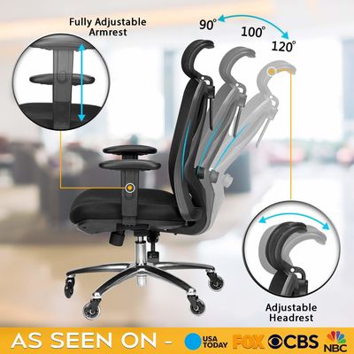 Cadeira de escritório de computador doméstico ergonômico com apoio lombar para cabeça e braços