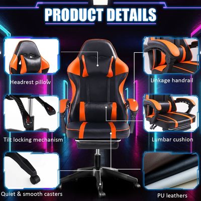 Cadeira de jogo ergonômica personalizada com apoio de pé e altura ajustável