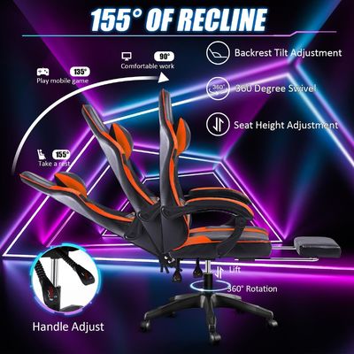 Cadeira de jogo ergonômica personalizada com apoio de pé e altura ajustável