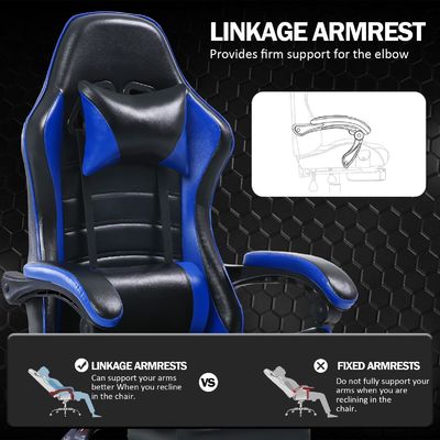 Cadeira de jogos ergonômica com altura e apoio de pé ajustáveis em cores personalizadas