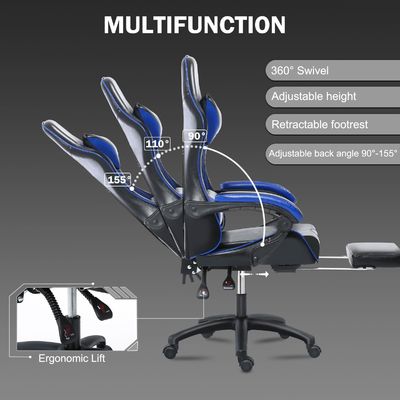 Cadeira de jogos ergonômica com altura e apoio de pé ajustáveis em cores personalizadas