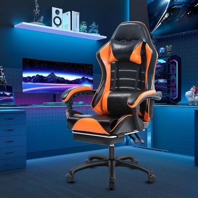 ALINUNU Cadeira Ergonômica de Jogos para Adultos de apoio de pé Cadeira giratória em couro sintético