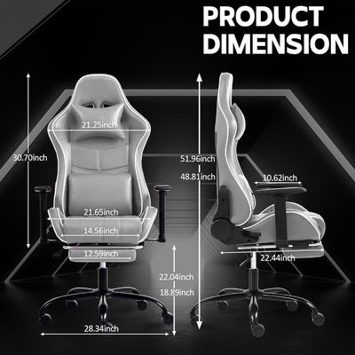 Cadeira de jogo ergonômica de cor personalizada Altura ajustável e função de reclinador