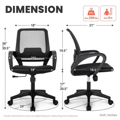 Cadeira de computador de rede de cadeira de espuma com suporte lombar Cadeira de escritório ergonômica ajustável