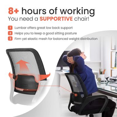 Cadeira de computador de rede de cadeira de espuma com suporte lombar Cadeira de escritório ergonômica ajustável