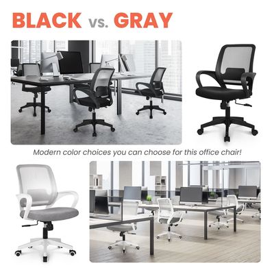 Cadeira de computador de malha ergonômica com apoio giratório e lombar ajustável