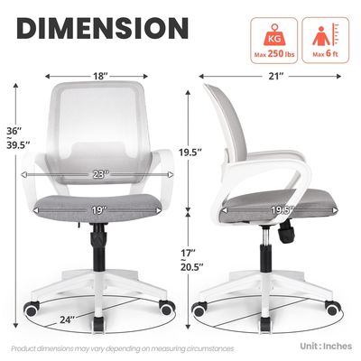 Cadeira de computador de malha ergonômica com apoio giratório e lombar ajustável
