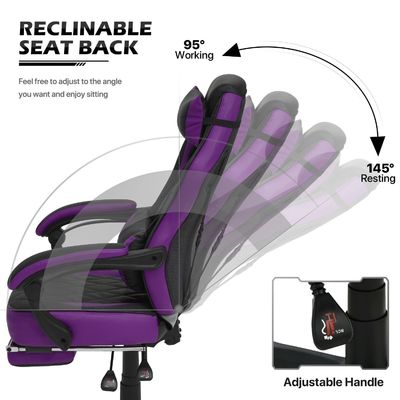 Cadeira de jogo de couro PU de estilo de corrida Material de assento de espuma de design ergonômico da ALINUNU