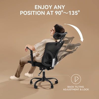 Cadeira de escritório de design moderno com braço ajustável e suporte lombar