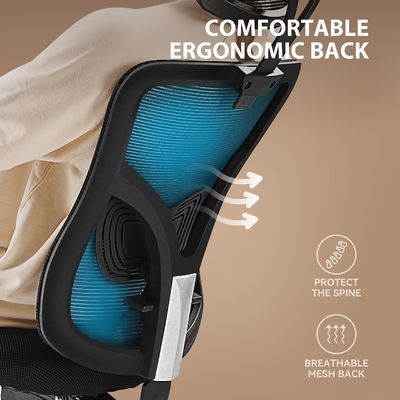 Cadeira de escritório de design moderno com braço ajustável e suporte lombar