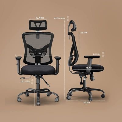 Cadeira de escritório de design moderno com braço ajustável e suporte lombar