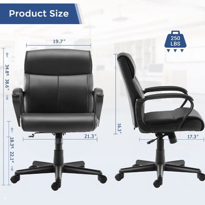 360 giratório / Ajuste de altura / Recliner Meia cadeira de escritório para 250 libras capacidade de peso
