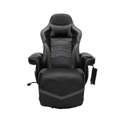 Cadeira de jogo com computador reclinável com estofamento de couro e apoio de pé