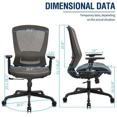 Cadeira giratória 360/altura ajustável/reclinável de malha de metal para escritório Cadeira de tarefas ergonômica e resistente
