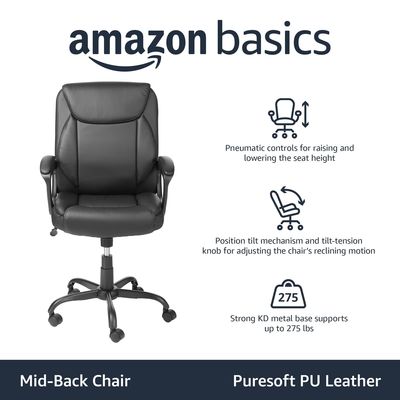 26&quot;D x 23.75&quot;W x 42&quot;H Meia-Costa Puresoft PU Cadeira de Escritório de Computador com 3 elevadores de gás