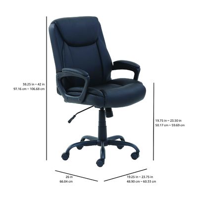 26&quot;D x 23.75&quot;W x 42&quot;H Meia-Costa Puresoft PU Cadeira de Escritório de Computador com 3 elevadores de gás