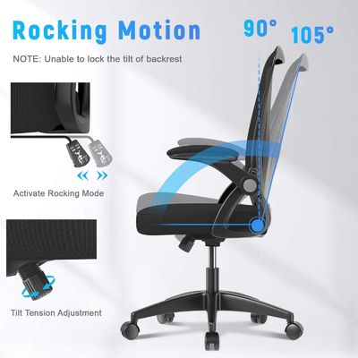 Moderna cadeira de escritório de design médio com altura ajustável giratória e suporte lombar