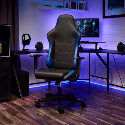 Cadeira de jogos ergonômica confortável com tecido ajustável e apoio de cabeça integrado