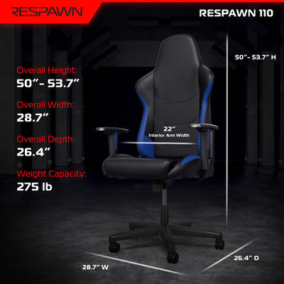 Cadeira de jogos ergonômica confortável com tecido ajustável e apoio de cabeça integrado