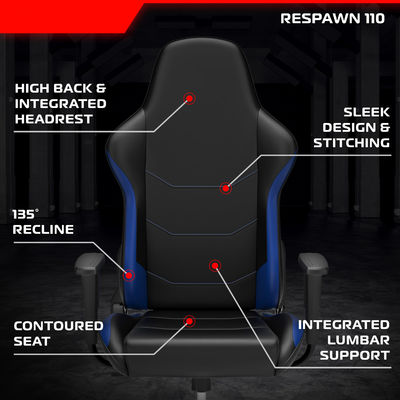 Cadeira de jogos ergonômica confortável com tecido ajustável e apoio de cabeça integrado