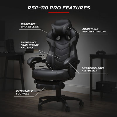 Cadeira de computador ergonômica com apoio de cabeça integrado com design moderno e função de reclinação