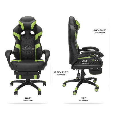 Cadeira de computador de jogos ergonômica de tipo metálico de alumínio com apoio de cabeça integrado