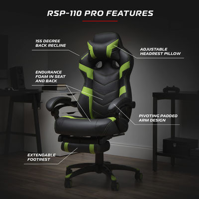 Cadeira de computador de jogos ergonômica de tipo metálico de alumínio com apoio de cabeça integrado