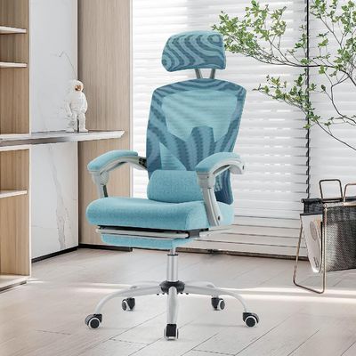 3 Gas Lift Ergonomic High Back Office Chair com almofada lombar e apoio de pé retrátil