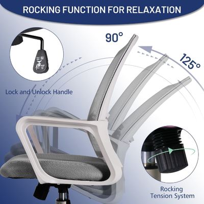 Cadeira giratória de escritório Silla Oficina Mesh Cadeira de trabalho ergonômica Mid-back para trabalho adulto