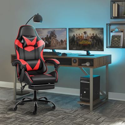 Cadeira de jogos ergonômica com apoio de pé e suporte lombar 20&quot;D x 25&quot;W x 46&quot;H/360 Girável