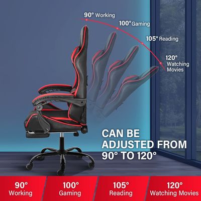 Cadeira de jogos ergonômica com apoio de pé e suporte lombar 20&quot;D x 25&quot;W x 46&quot;H/360 Girável