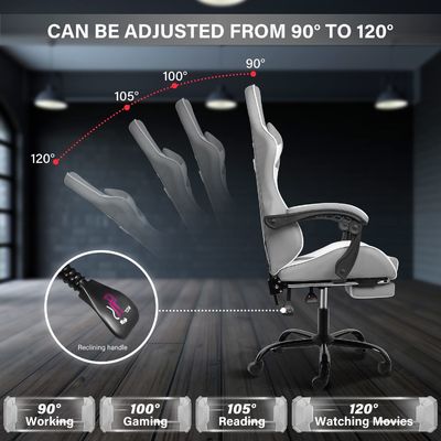 Peso item 33 libras Cadeira de jogos com apoio para os pés e suporte lumbar Ergonômica