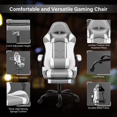 Peso item 33 libras Cadeira de jogos com apoio para os pés e suporte lumbar Ergonômica