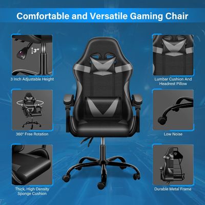 Embalagem de correio cadeira ergonômica de videogame com apoio para os pés e suporte lumbar 33 libras