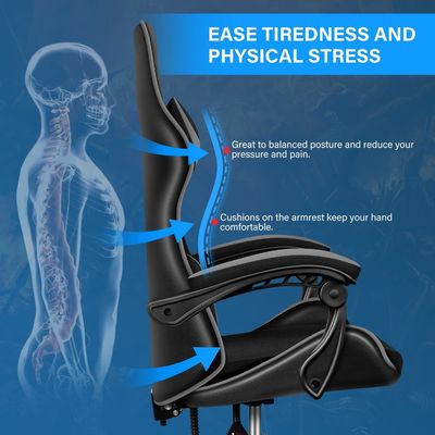 Embalagem de correio cadeira ergonômica de videogame com apoio para os pés e suporte lumbar 33 libras