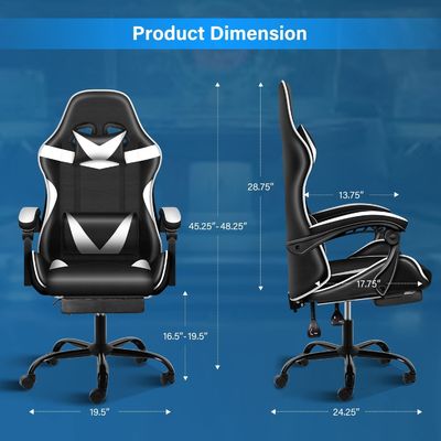 Cadeira de jogo de computador ergonômica de tecido de 33 libras com apoio para os pés e suporte lumbar