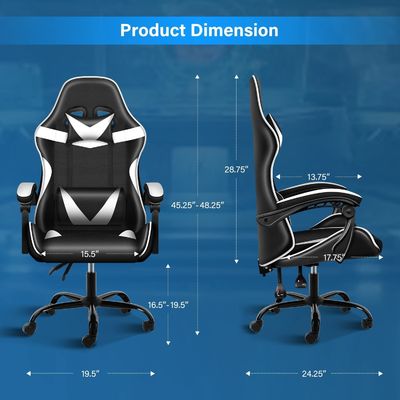 Material do assento tipo plástico Cadeira ergonómica para jogos de vídeo com apoio para os pés e apoio lombar