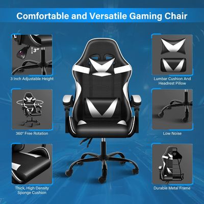 Material do assento tipo plástico Cadeira ergonómica para jogos de vídeo com apoio para os pés e apoio lombar