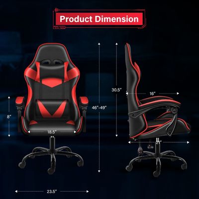 Assento de plástico Cadeira de jogos de computador de tecido com apoio para os pés e suporte lombar Ergonômica