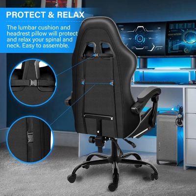 Assento de plástico Cadeira de jogos ergonômica com apoio para os pés e suporte lombar Peso 33 libras