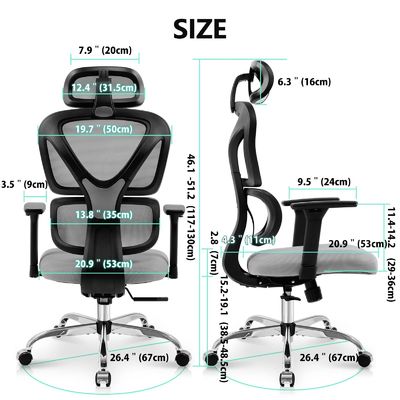 Cadeira de escritório ergonômica confortável de costas altas com 3 elevadores de gás e malha respirável