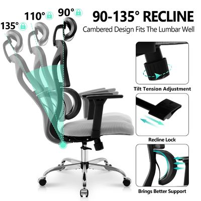 Cadeira de escritório ergonômica confortável de costas altas com 3 elevadores de gás e malha respirável