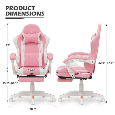 Cadeira de jogos com apoio de cabeça e apoio lombar 25&quot;D x 26.5&quot;W x 42.5&quot;H Cor personalizada