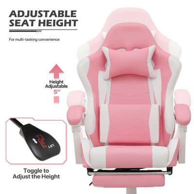 Cadeira de jogos com apoio de cabeça e apoio lombar 25&quot;D x 26.5&quot;W x 42.5&quot;H Cor personalizada