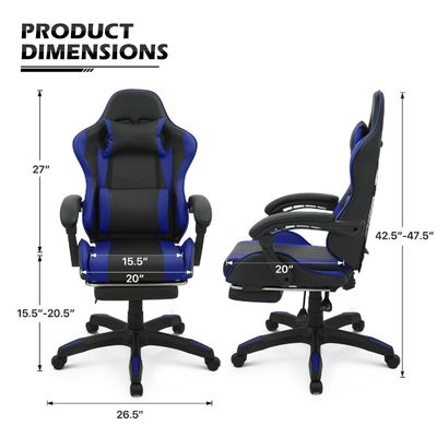 ALINUNU Cadeira de jogador ajustável ergonômica com apoio de cabeça e lombar