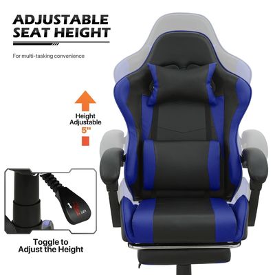 ALINUNU Cadeira de jogador ajustável ergonômica com apoio de cabeça e lombar