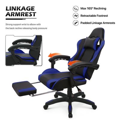 ALINUNU Cadeira de jogador ajustável ergonômica com apoio de cabeça e lombar